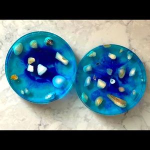 Set of Ocean Inspired Coasters with real seashells inside